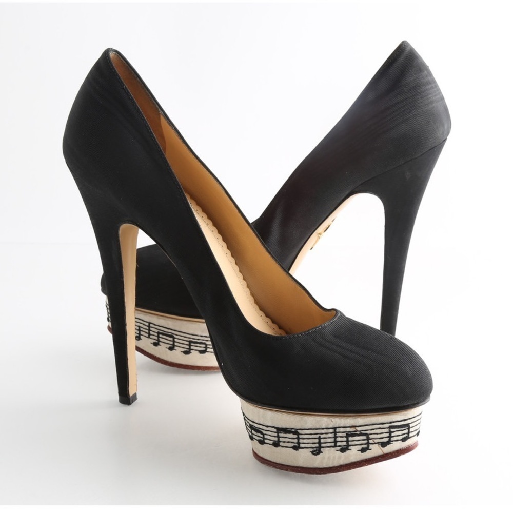 NWT. Charlotte Olympia Black Symphony Dolly Music Notes Pumps. Size 10 (EU 40).